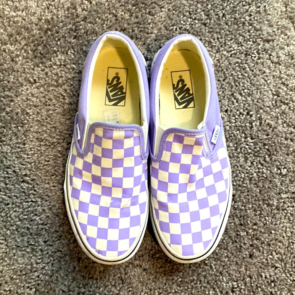 Light purple checkered vans